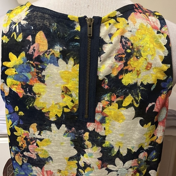 Princess Vera Wang blue and yellow floral tunic length tank top w sheer bottom - Picture 4 of 11